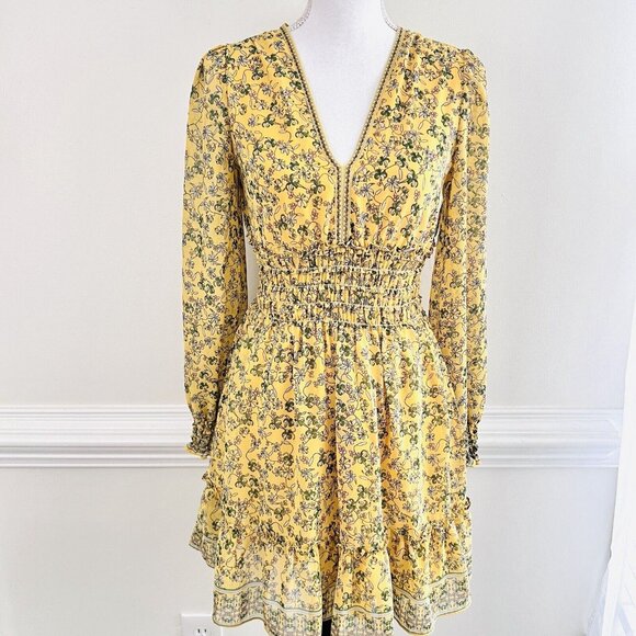 Max Studio Dresses & Skirts - MAX STUDIO Yellow Floral Boho Chiffon Ruffly Dress ~ Summer ~ Festival ~ Size XS